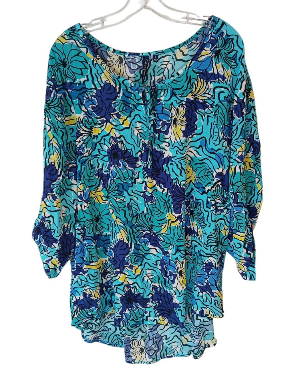 Casey Key Floral And Leaf Print Blouse Size Large